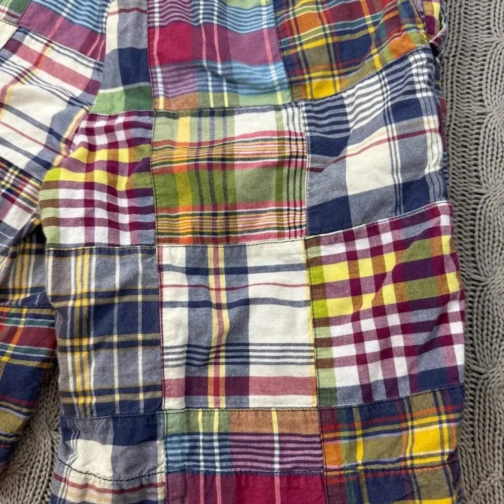 Ralph Lauren Vintage 90s Madras Patchwork Multicolor Plaid Kids Shorts ~ 12